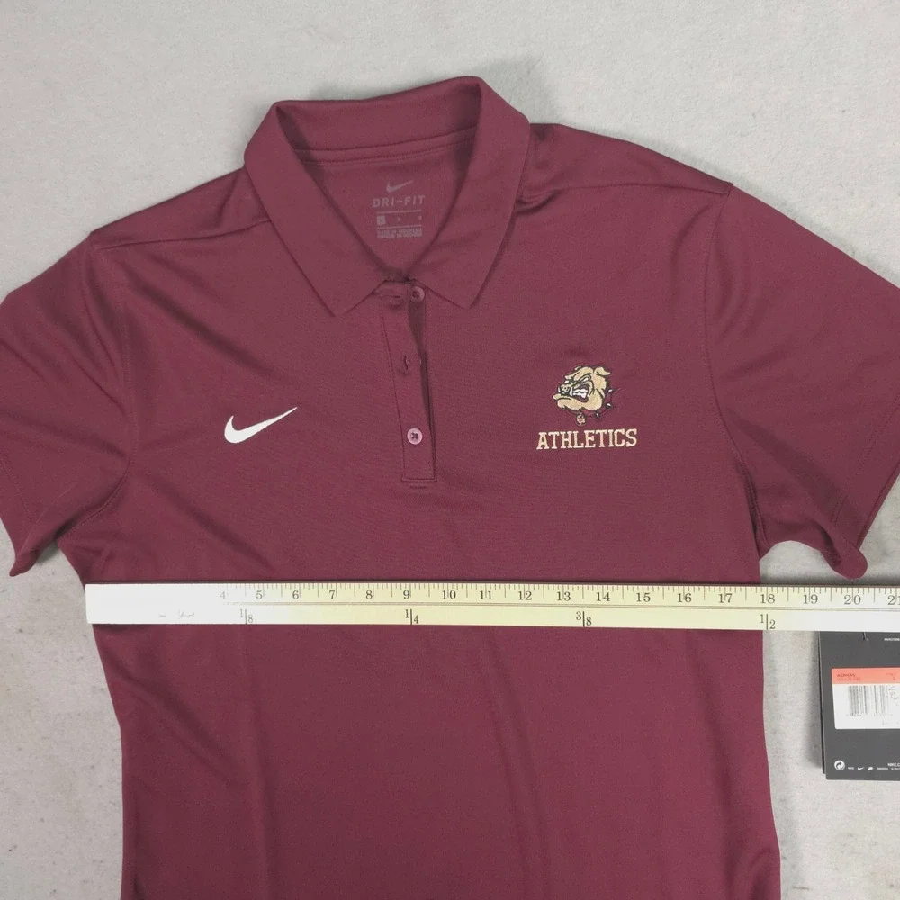 Nike Dri-FIT Womens Maroon Bulldogs Athletics Polo Shirt 908426-669 Size L NEW